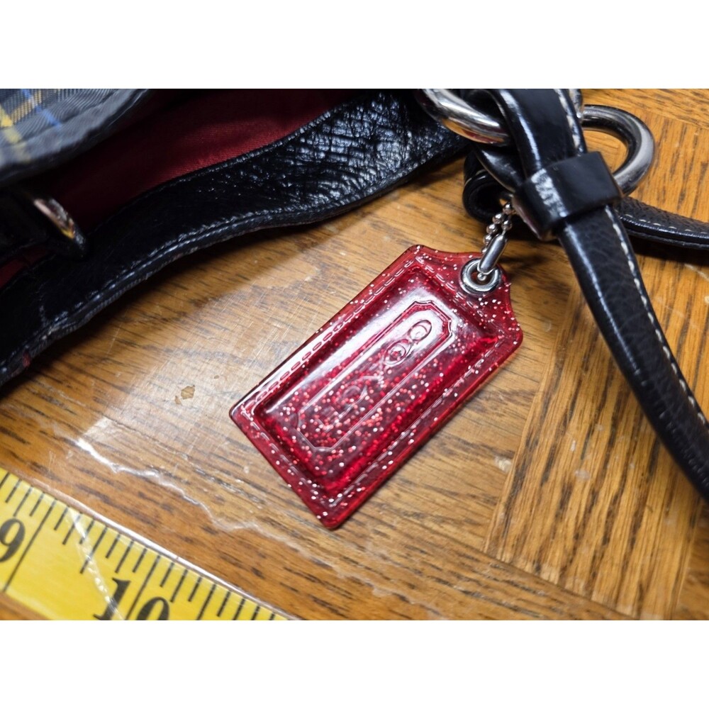 COACH Gabby Tartan Signature XLarge Tote Bag Red Glitter - Picture 11 of 16